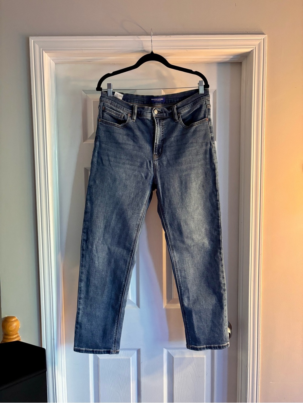 Scotch & Soda Straight Leg Jeans in Washed Blue